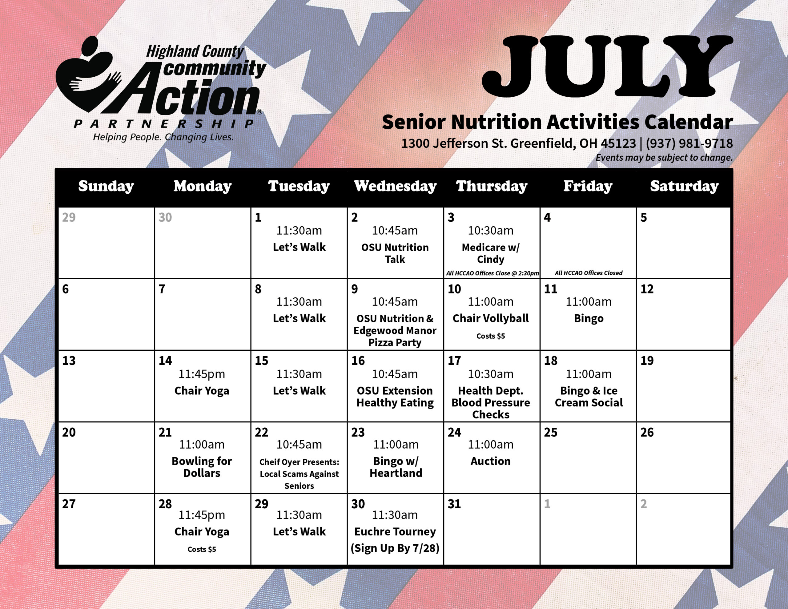 07 July Calendar